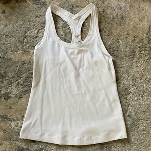 lulu lemon white razorback tank, size 0